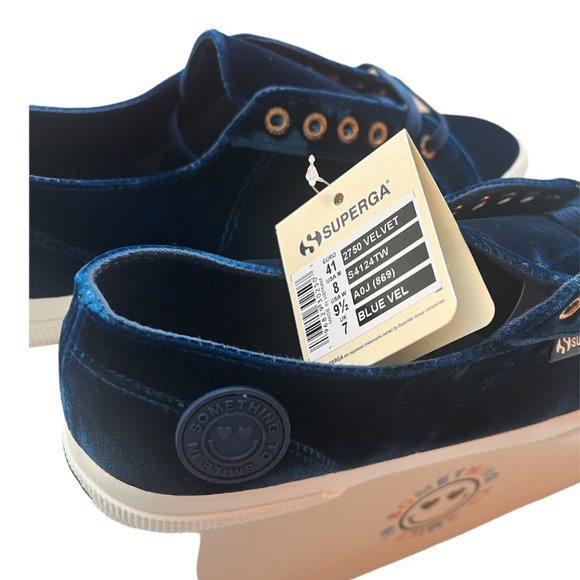 SOMETHING NAVY X SUPERGA | Limited Edition - Blue Velvet Sneaker - 9.5 NWT - Picture 4 of 8